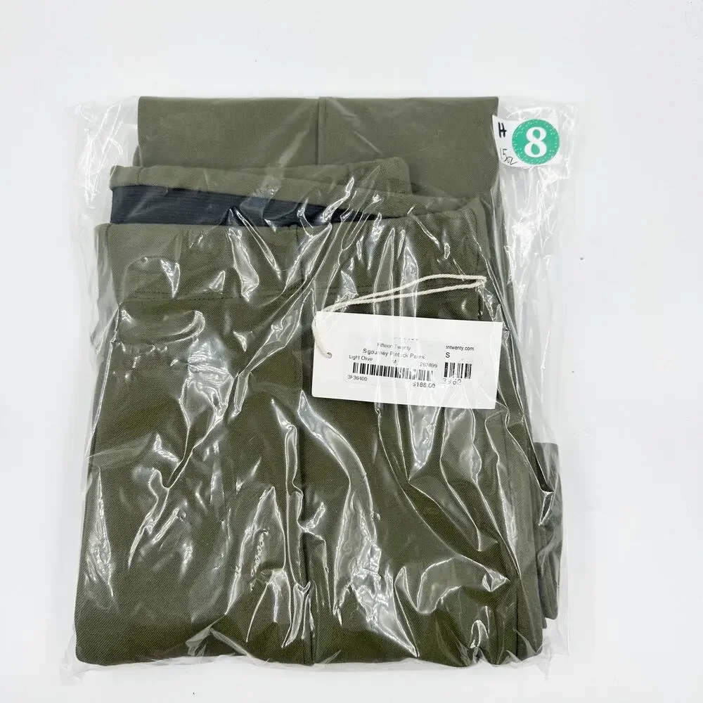 Fifteen Twenty Sigourney Pintuck Pants Light Olive M NWT Minimalist QuietLuxury